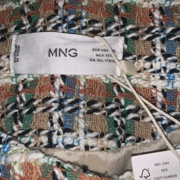 MNG Mango Multicolor Jewel Buttoned Tweed Short Blazer Jacket Size XXL Retroglam - Picture 9 of 10
